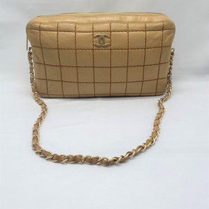 CHANEL, Bags, Chanel Tan Camera Bag Lambskin Wild Stitch